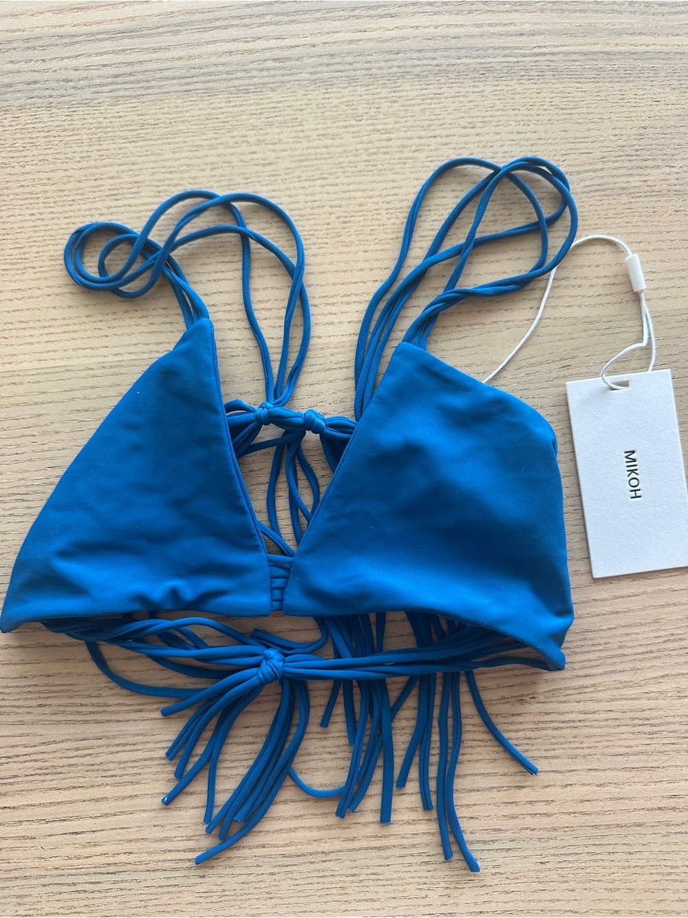 Mikoh Bright Blue Strappy Fringe Bikini Top BNWT
